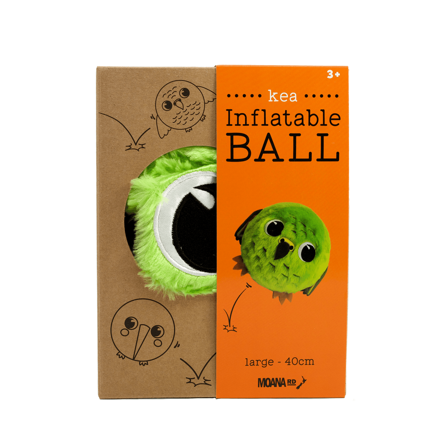 Packaging for a large sized Kea Inflatable Ball from Moana RD.