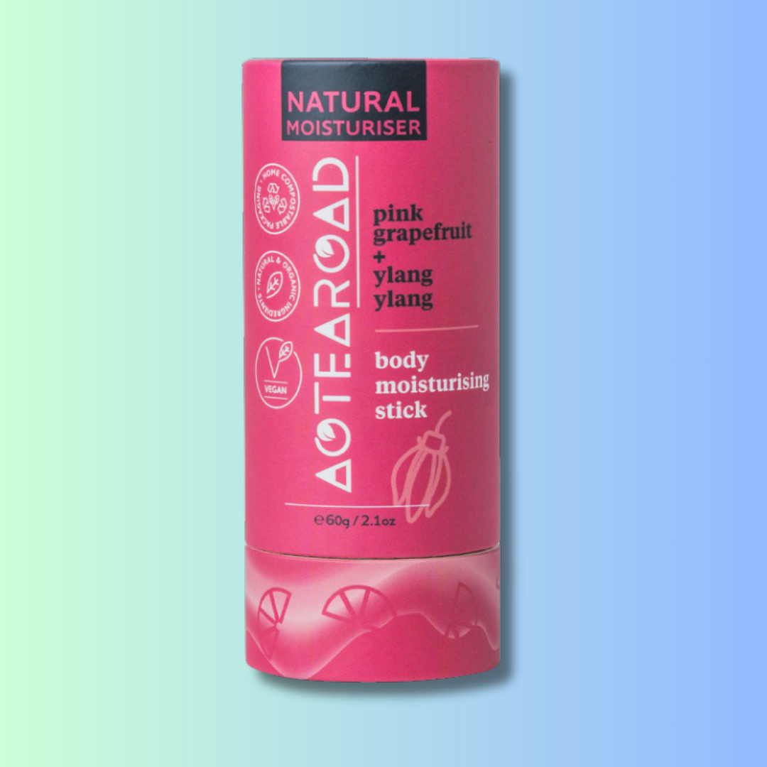 Body moisturising stick in pink grapefruit and ylang ylang by AoteaRoad.