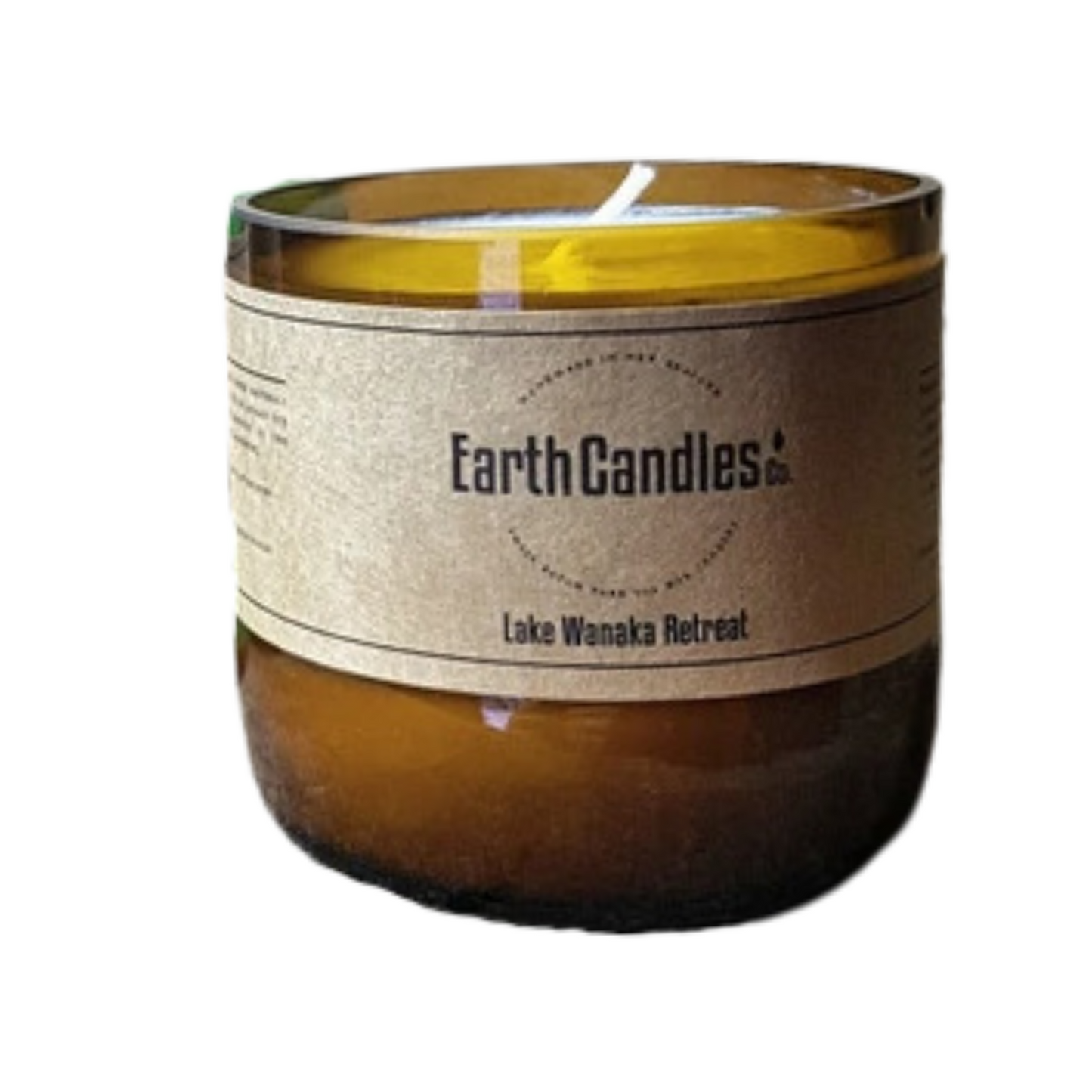 Lake Wanaka Retreat 100 gram Soy Tealight candle in brown recycled glass bottle