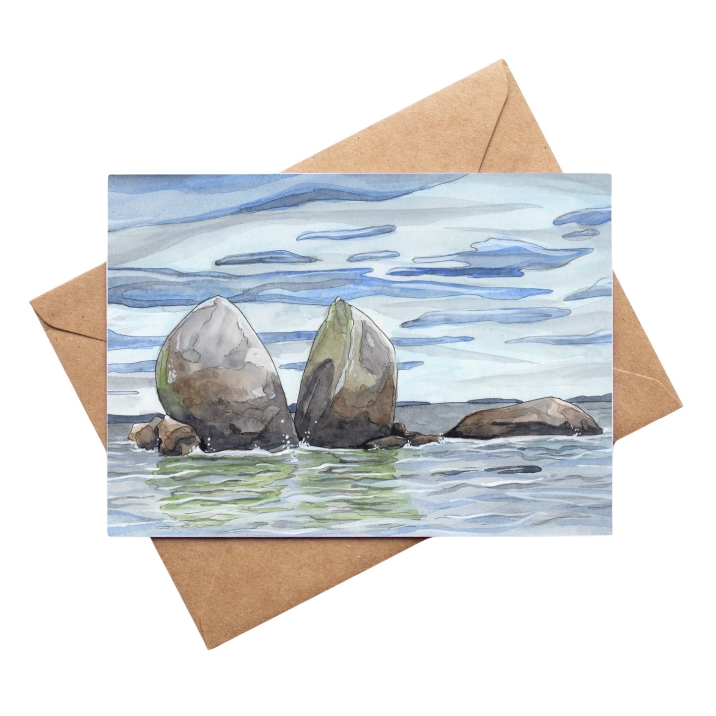 Greeting card by artist Leah Ingram featuring Split Apple Rock.