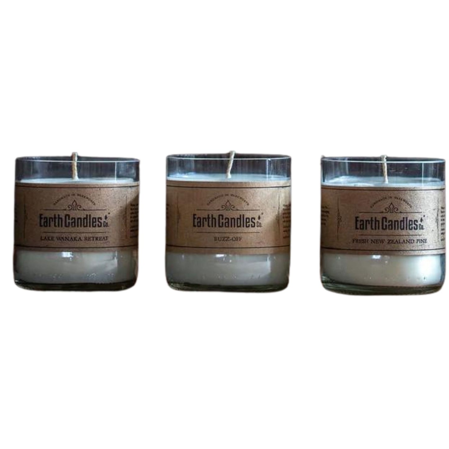 Cape Reinga Cliffs inspired 100g tealight Earth Candles. Made in re purposed bottles. This is a pack of 3