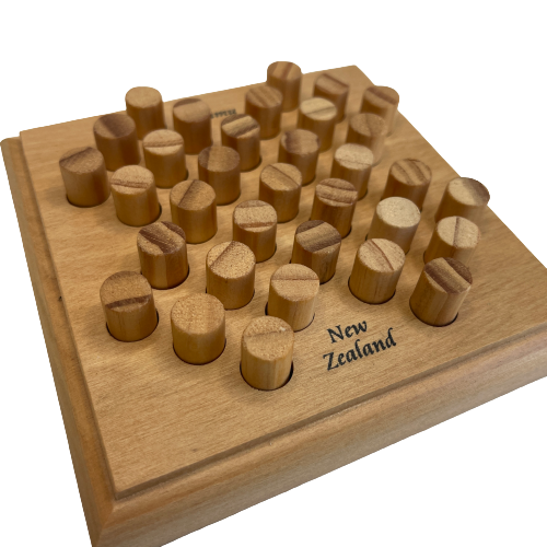Wooden Solitaire peg puzzle. Hand made in New Zealand from beautiful New Zealand timber.