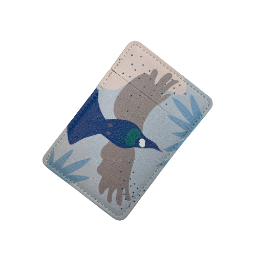 Pocket Mirror - Cut-out Tui with blue and grey accents.