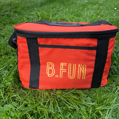 B FUN Large Cooler Bag - Orange with the fun yellow LOGO