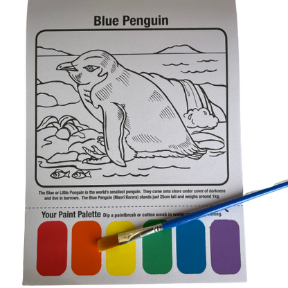 Marine Animal poster paint set with paints and brush.