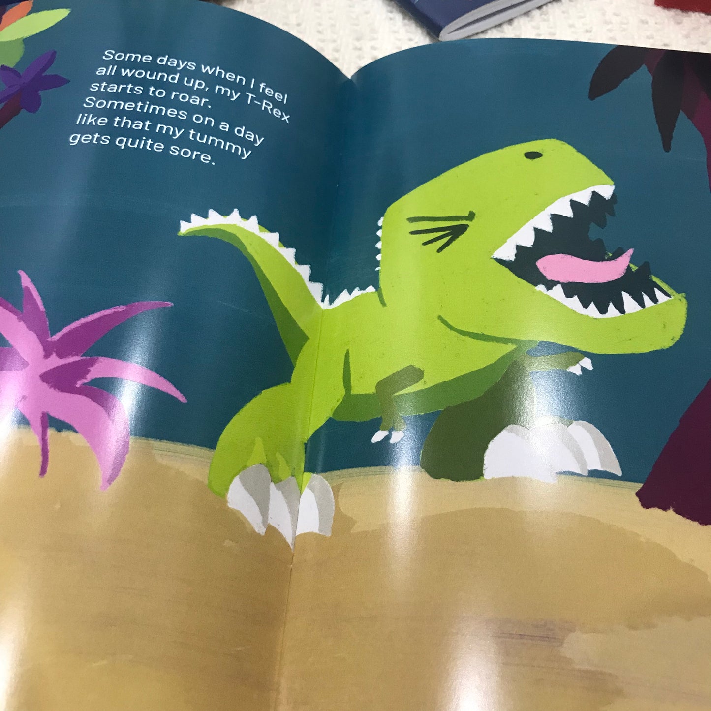 Pages from There's a T-Rex in my Tummy childrens book.