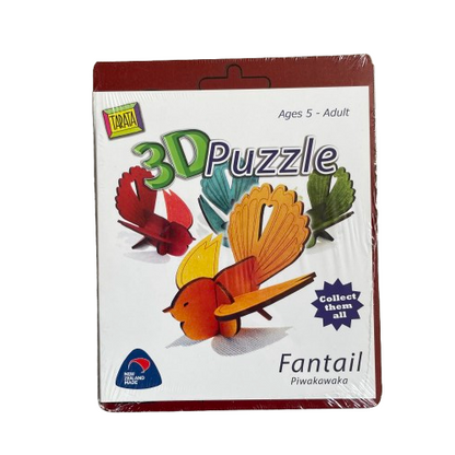 Red MDF wood 3D Fantail bird puzzle in flat pack form.