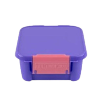 Purple bento style lunch box with pink clip from Little Lunch Box Co.