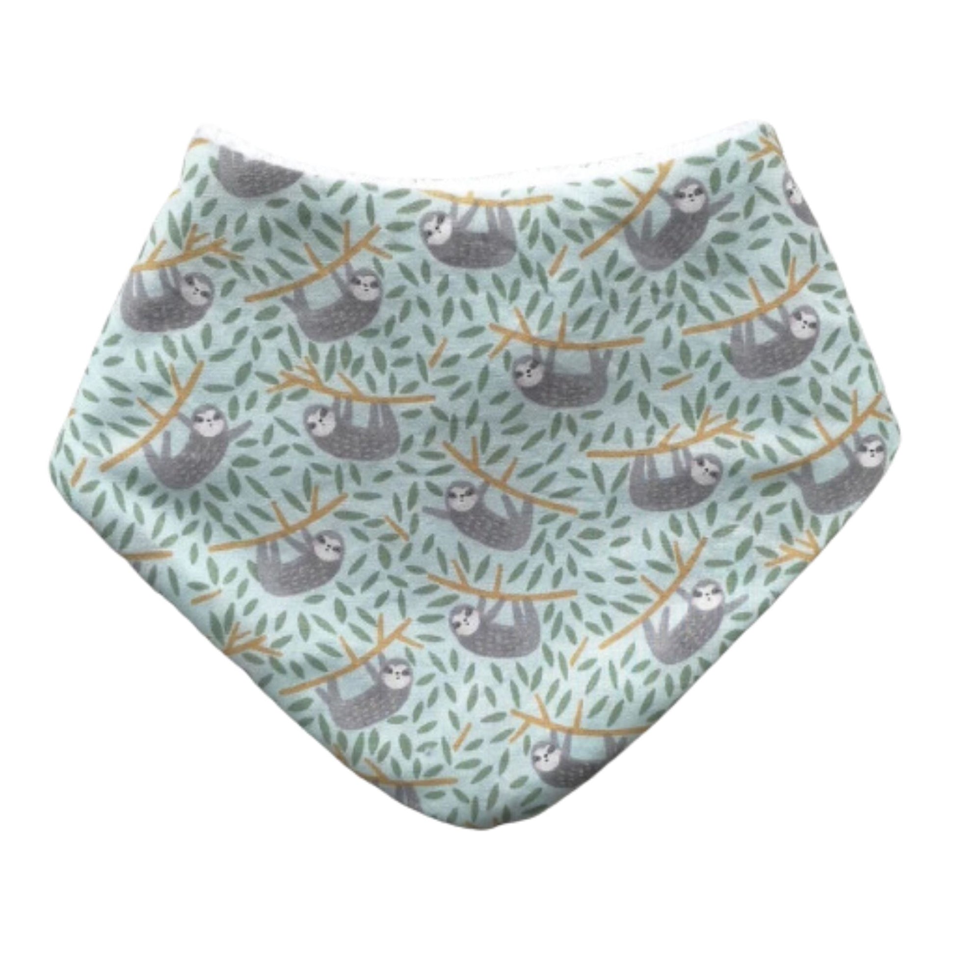 Sweet sloth print bib for babies made by Bibbles