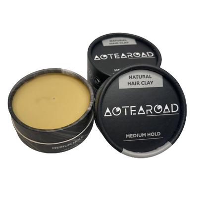 Medium hold hair clay from Aotearoad.