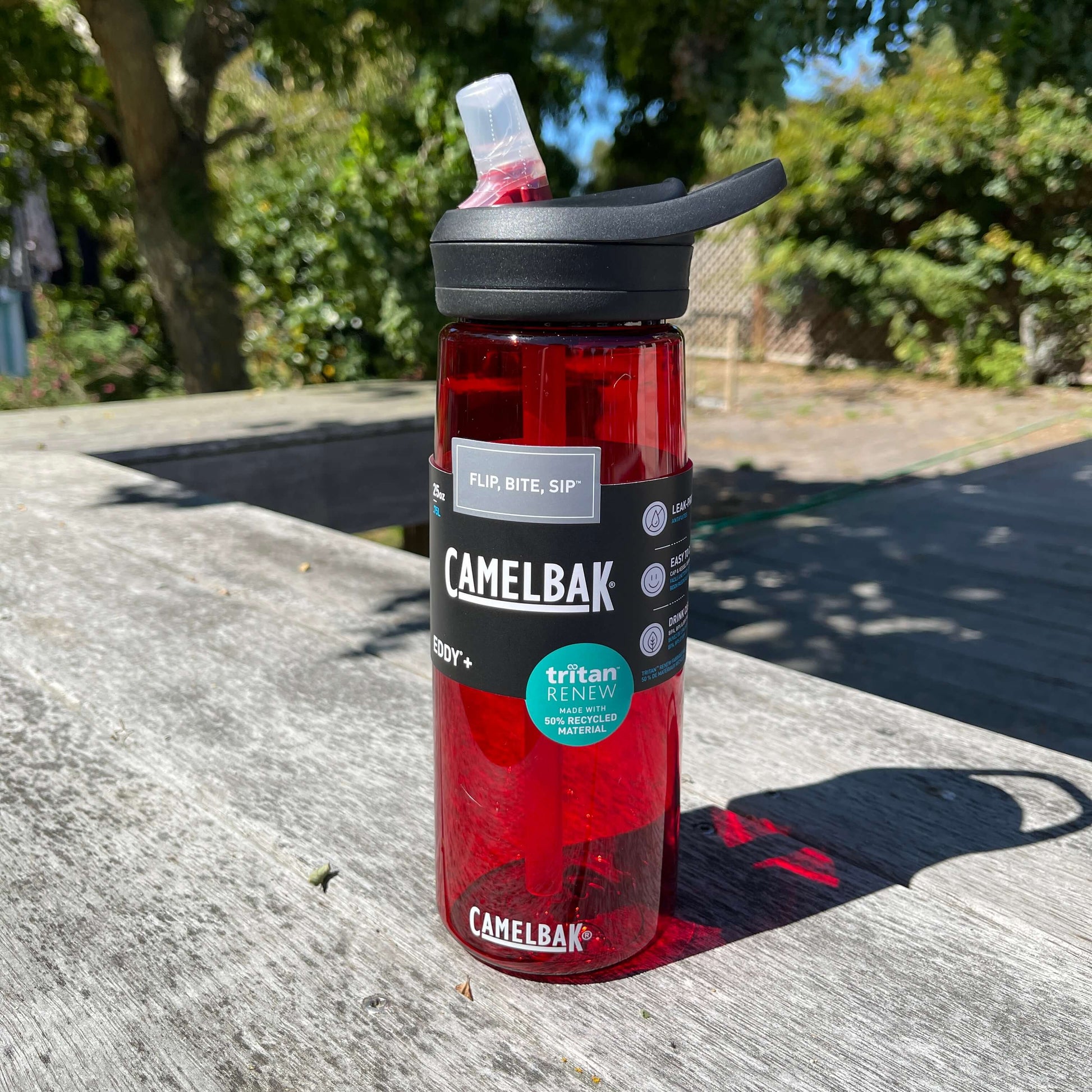 Camelbak Eddy plus drink bottle in cardinal red.