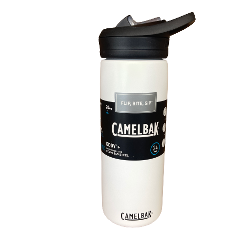 Camelbak stainless steel drink bottle in white.