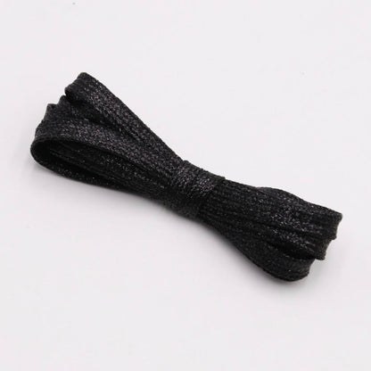 Black metallic shoelaces.