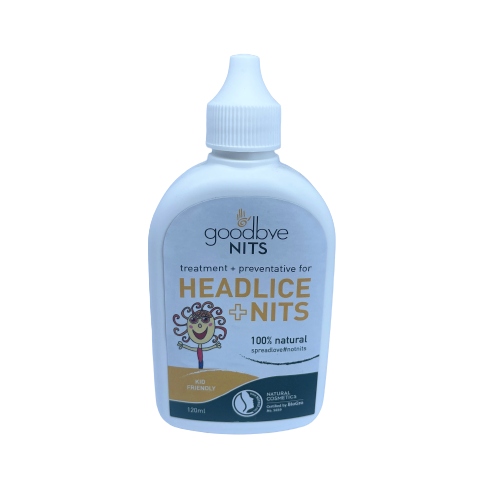 Goodbye NITS 120ml in a small bottle and made in New Zealand