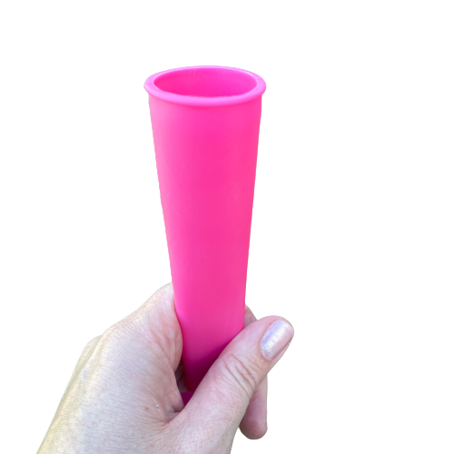 6 Bright coloured silicone iceblock tubes with lids.