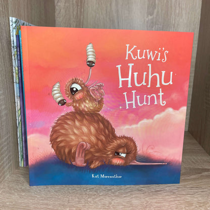 Childrens book Kuwis Huhu Hunt by Kat Merewether.