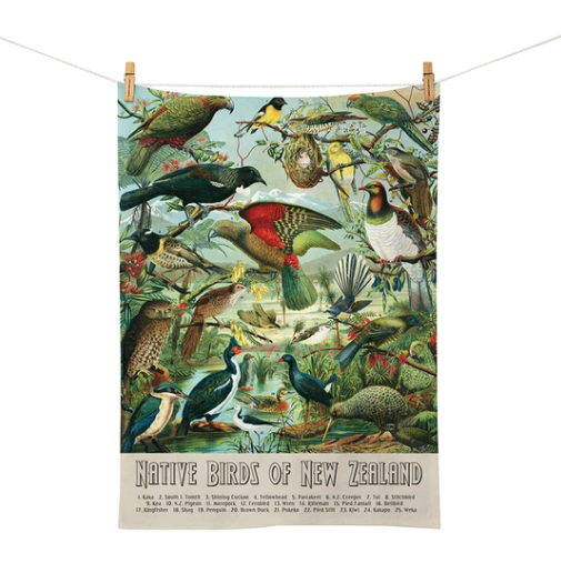 New Zealand Native birds tea towel