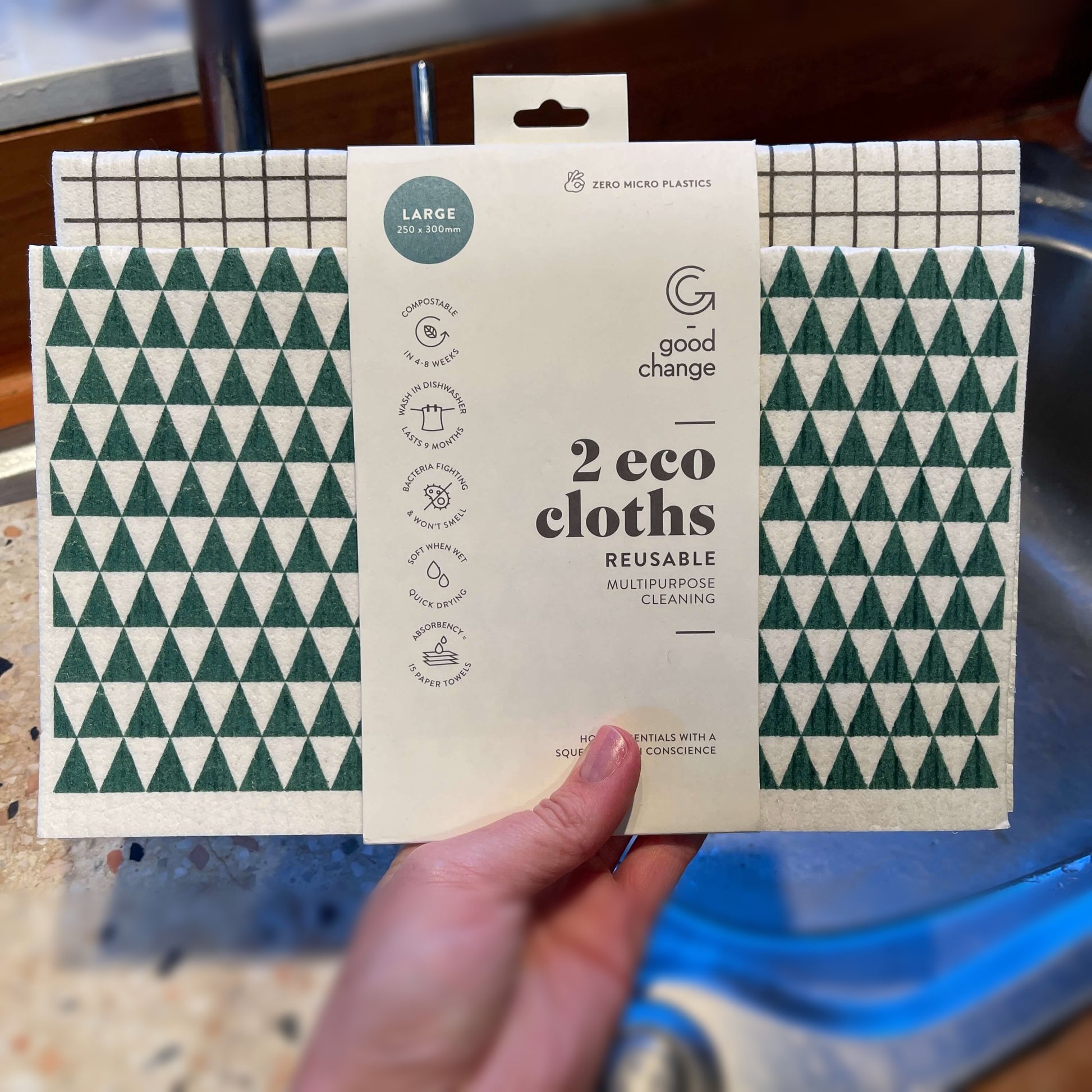 2 pack of eco dish cloths.