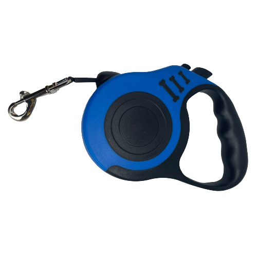 Blue retractable dog lead.