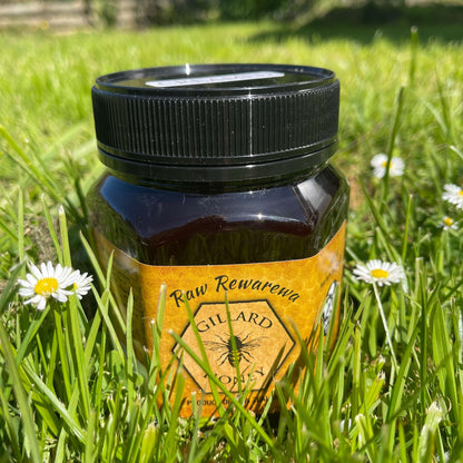 Raw Rewarewa Honey in jar.