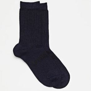 Navy merino crew socks.