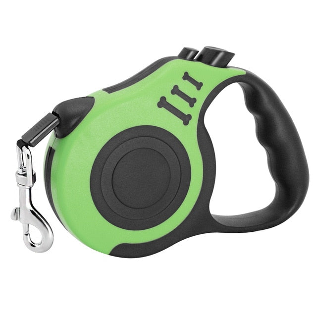 Green retractable dog lead.